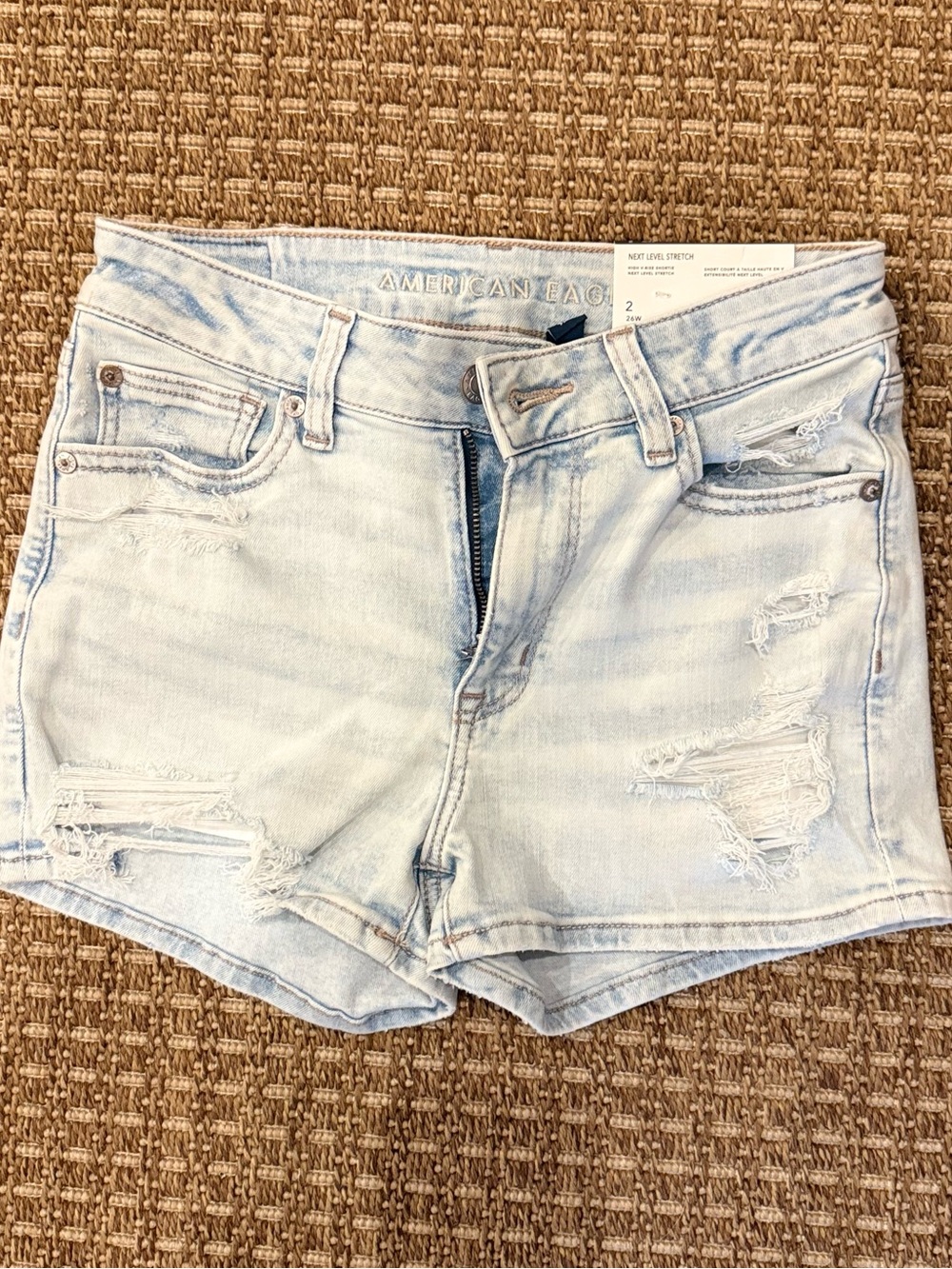 American Eagle Outfitters Light Blue Distressed Denim Cutoff Shorts